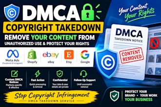 dmca takedown copyright protection facebook meta ads instagram shopify etsy ebay