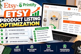optimize etsy SEO titles and tags for printify products