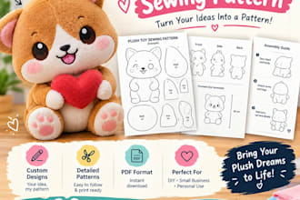 create a custom plush toy sewing pattern