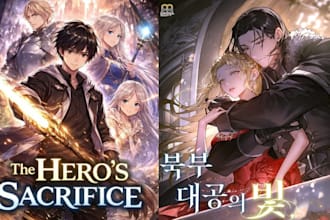 draw anime manga light novel cover, webtoon, webcomic and comic book cover art