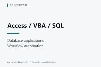 develop microsoft access vba and sql business solutions