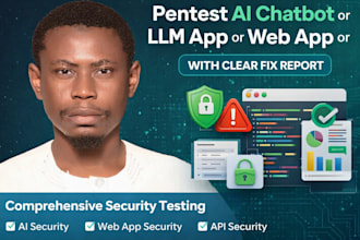 pentest ai chatbot or llm app or web app or API with clear fix report