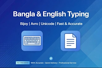 iwill do fast englishtyping bijoy avro unicode banglatyping