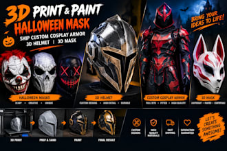 3d print and paint hallowen mask ship custom cosplay armor 3d helmet 3d mask