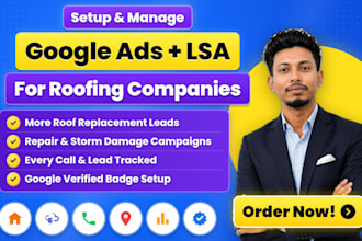 set up google ads ppc and lsa for roofing companies to get roof leads