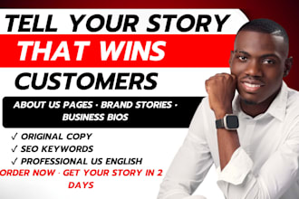 write a compelling brand story, about us page, business bio and company profile