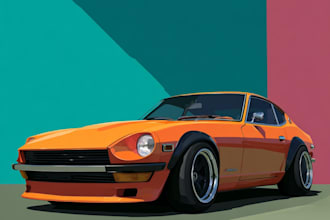 create a realistic custom car portrait from your photo