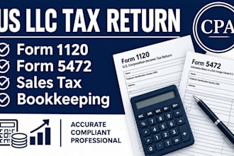 submit US llc tax return 1120 5472 sales tax and bookkeeping as CPA