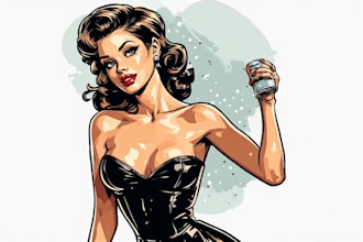 draw a pin up girl and pin up girl illustration