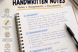 neatly handwritten notes, documents, and assignments