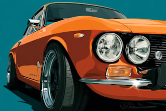 create a luxury car portrait with a clean background