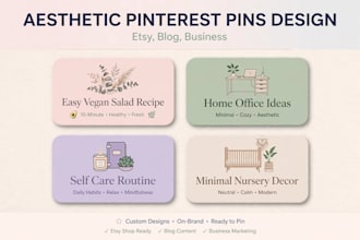 design 5 aesthetic pinterest pins for your etsy, blog or business