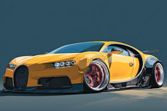 transform your car photo into a cartoon illustration
