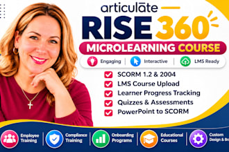 build articulate rise 360 microlearning course with interative elearning lessons