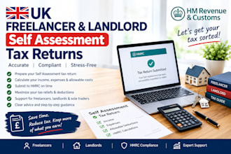 prepare UK freelancer landlord self assessment tax returns, hmrc calculation