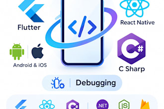 debug and develop cross platform apps using flutter, react native and c sharp