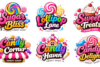 design a professional candy shop, sweet, lollipop, dessert, hard candy logo