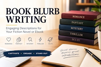 write engaging book blurb for fiction novel or ebook