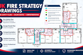 create UK fire compartmentation drawings and fire stopping plans