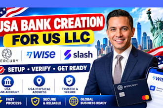 usa bank creation for US llc, setup mercury wise slash bank USA physical address