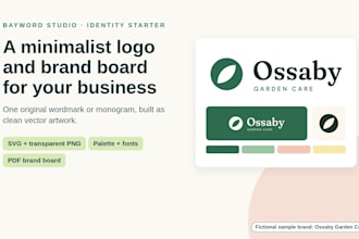 design a minimalist brand identity with a logo and brand board