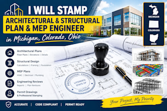 stamp architectural and structural plan mep engineer in michigan colorado ohio