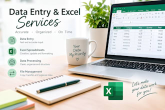 data entry, excel spreadsheets and data processing