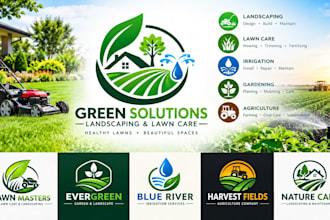 design landscaping, lawn care, gardening and irrigation branding