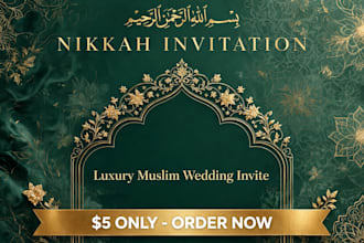 design luxury muslim wedding invitation nikkah and walima card
