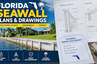 create waterfront seawall structural plans, drawings and permit for florida