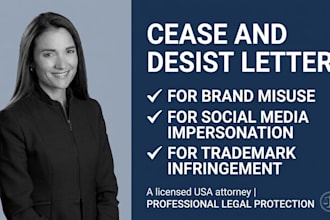 write a cease and desist letter for brand misuse and fake profile