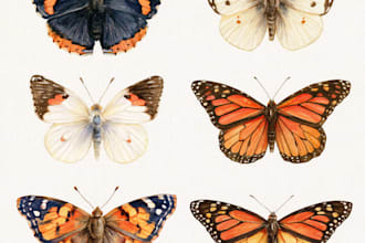hand paint scientific watercolor animal illustrations