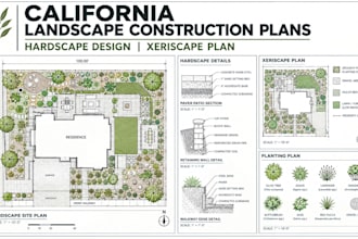 draw california landscape construction plans hardscape design xeriscape plan