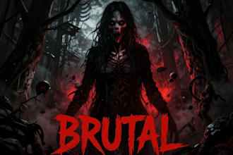 do an brutal, dark, horror movie poster illustration