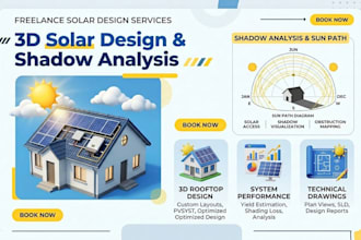 3d solar system design, shadow analysis, 3d modeling