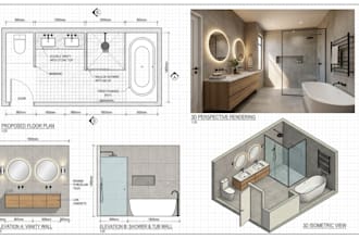 create bathroom renovation plans with 3d views, elevations and practical layouts