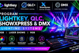 program lightkey qlcshowxpress and dmx lighting systems rgb laser shows rgb