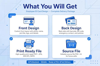 design modern employee id card for company