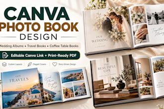 design canva photo book wedding album travel photobook coffee table book