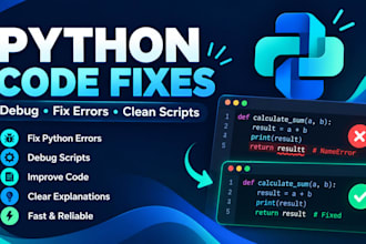 debug python code and fix errors in your scripts