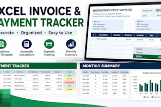 create excel invoices, billing sheets, and payment trackers