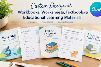 design workbook worksheet textbook and educational learning materials in canva