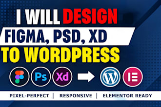design affordable figma to elementor, wix, psd to wordpress website