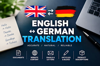 we will translate english to german and german to english