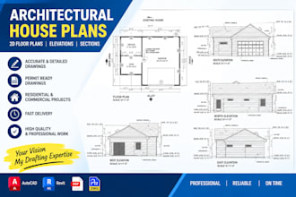 professional 2d house plans, floor plans, architectural drawings