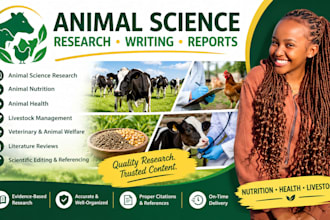 provide research and writing on animal sci, nutrition and health science