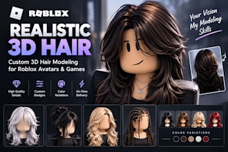 create realistic custom 3d hair models for roblox avatars