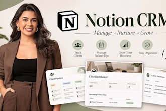 build notion CRM, client portal, notion template, dashboard and automation