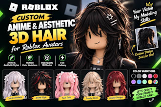 create custom anime and aesthetic 3d hair for roblox avatars