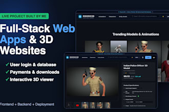 build a full stack web app with user login, database and 3d viewer